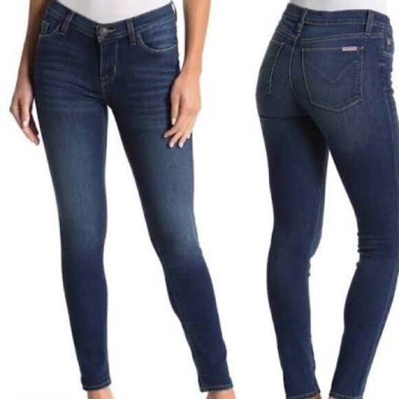 HUDSON Krista High Rise Medium Distressed Blue Wash Super Skinny Denim Jeans 30 - Picture 1 of 10